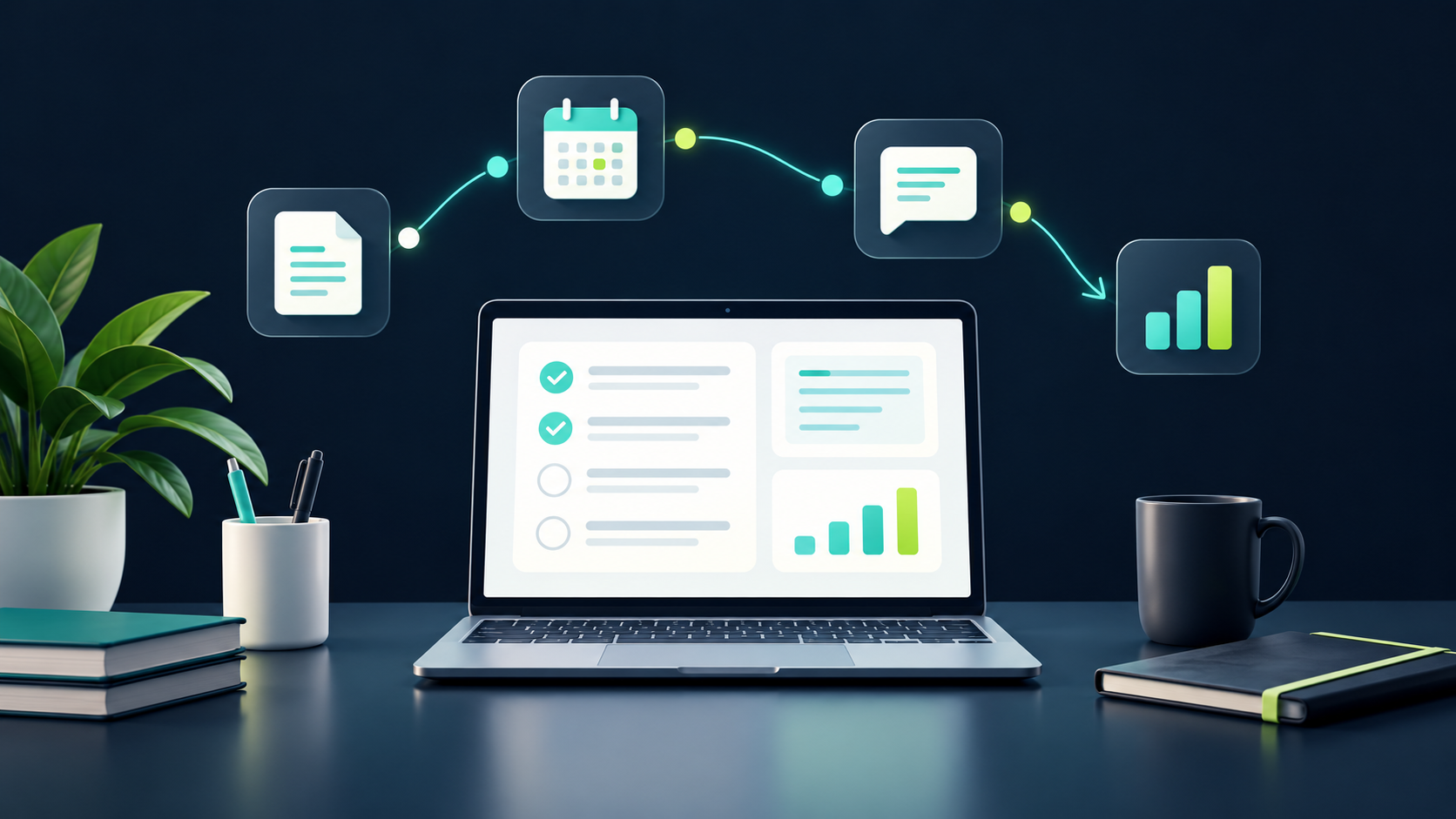 Illustration of AI tools helping organise everyday work